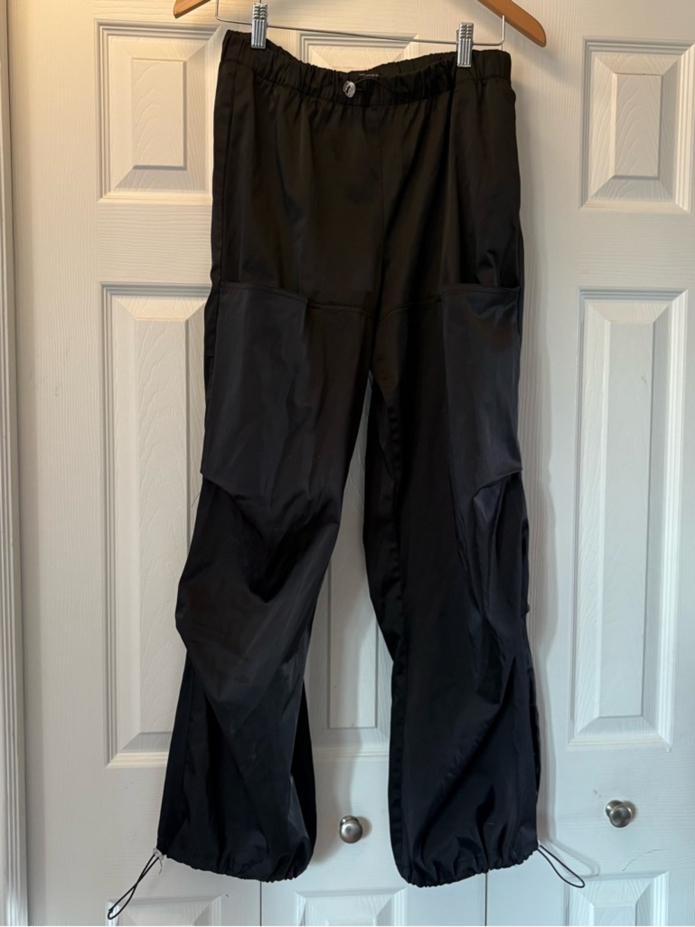 ZARA‎ Black Utility Cargo Pants Elastic Waist Techwear Size S - Picture 3 of 7